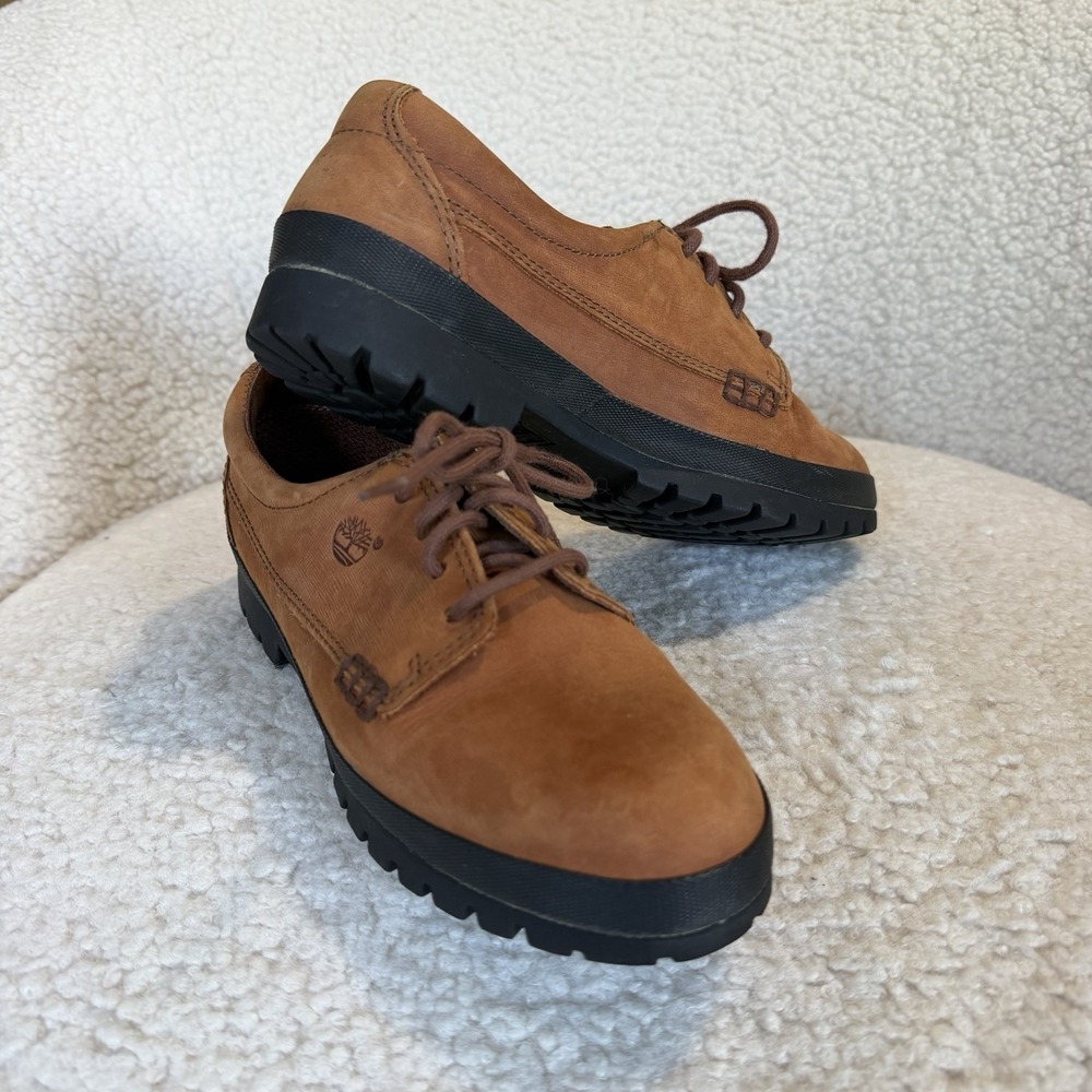 Timberland Brown Nubuck Leather Oxford Shoes Men's Size 7M Lug Sole Casual